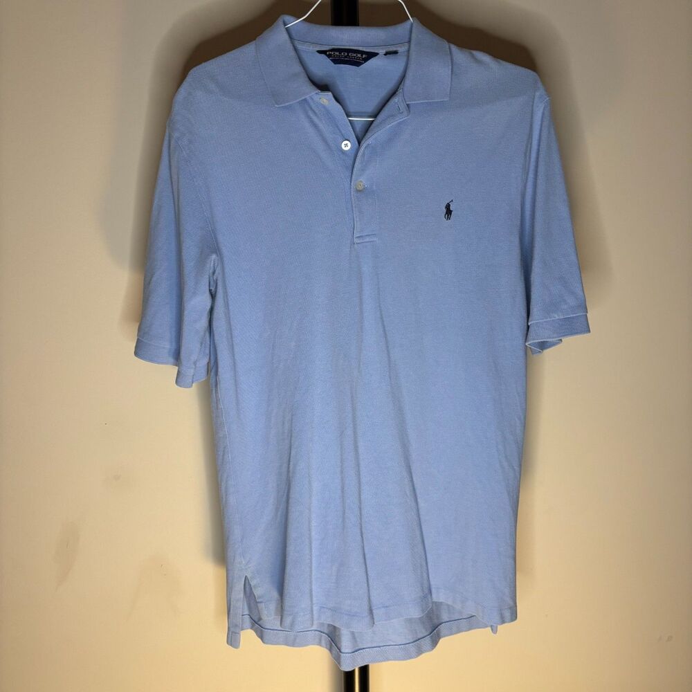 Polo Golf Ralph Lauren Men's M Blue Cotton Pique Polo Shirt Embroidered Pony